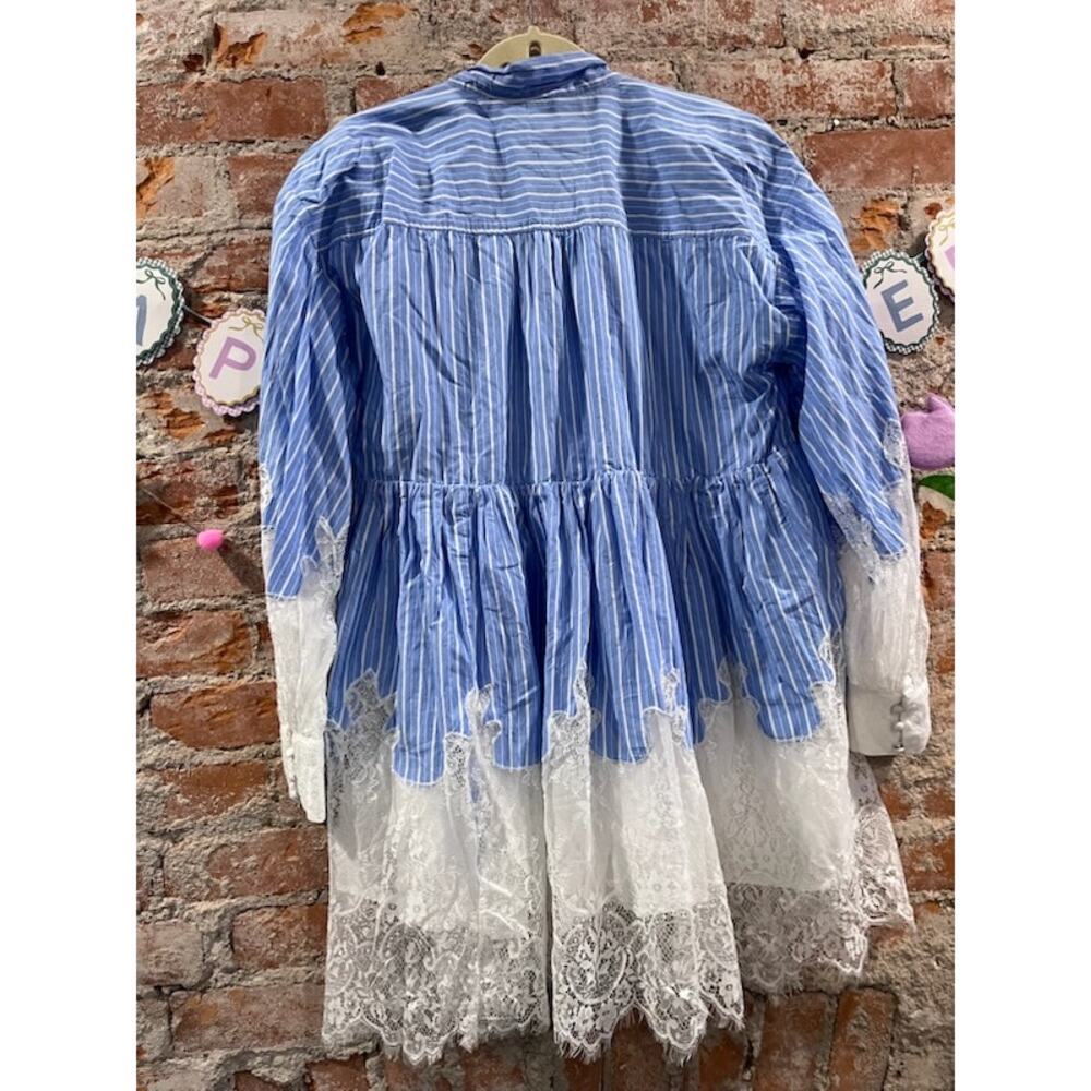 Maeve V-Neck Lace Twofer Mini Shirt Dress - Picture 5 of 5